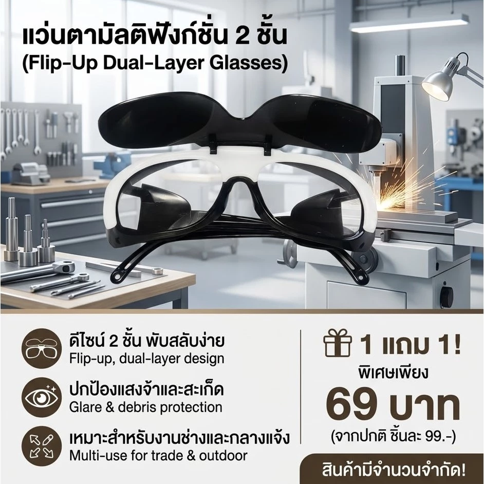 ✦ 1แถม1 ✦ แว่นตางานเชื่อม ปรับแสงออโต้ (พร้อมจัดส่ง)