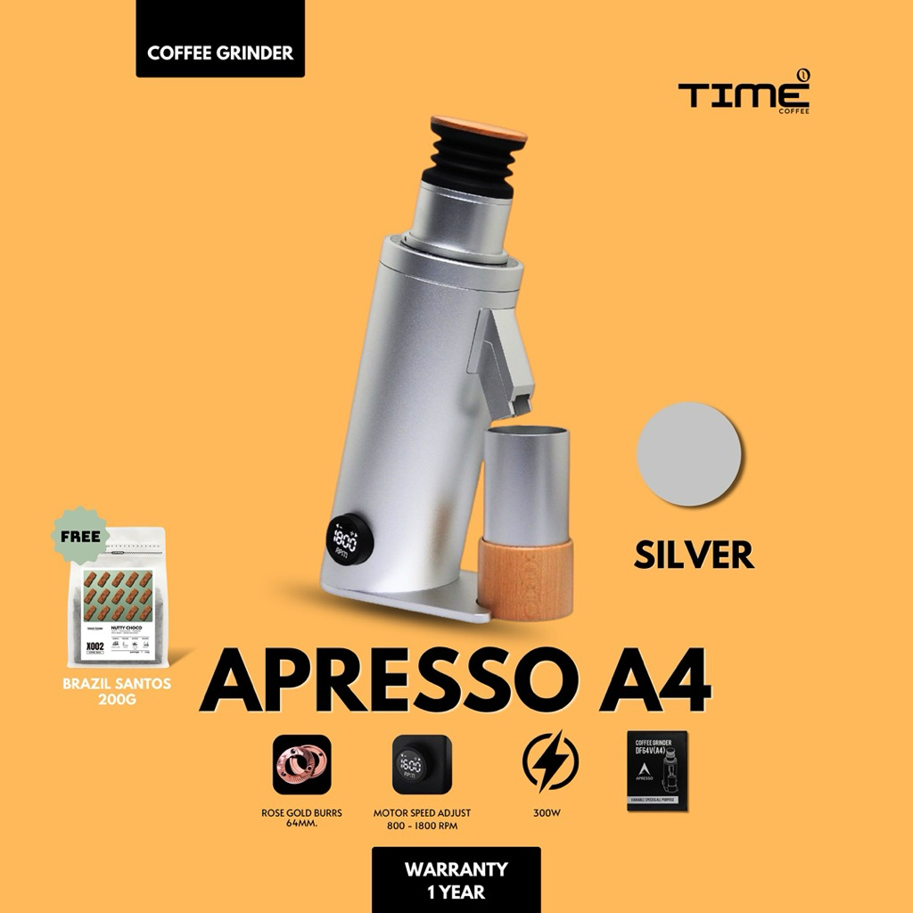 เครื่องบดกาแฟ l APRESSO A4 - SILVER SINGLE DOSE เฟืองบด 64 มม. (DF64V) ***เวอร์ชั่นล่าสุด***