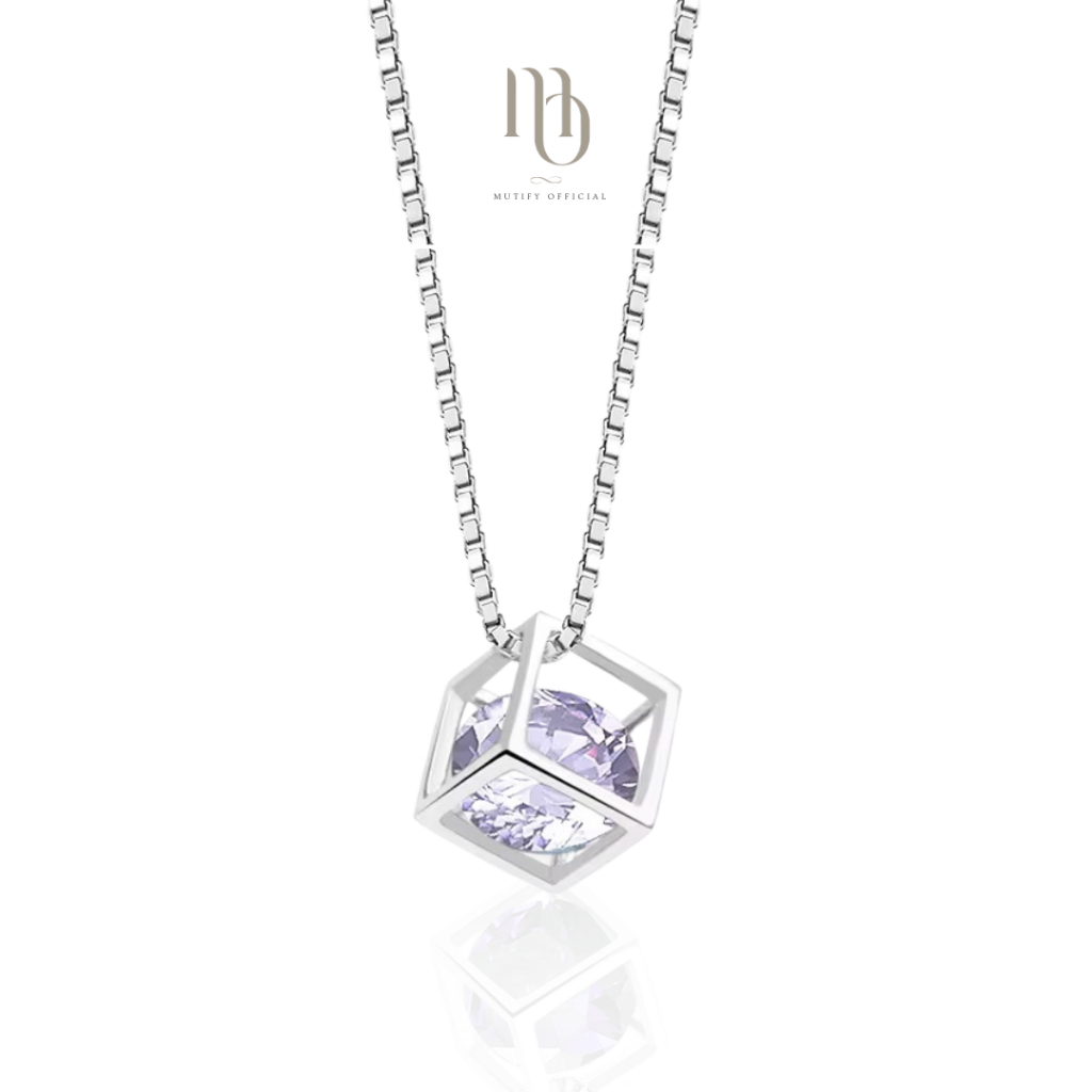 [Free Gift Box] Mutify - Chalcedony ศิลาเมฆา - สร้อยคอหินมงคล เงินแท้ ชุบทองคำขาว - เสริมการงานการเงิน ความรัก บาลานซ์