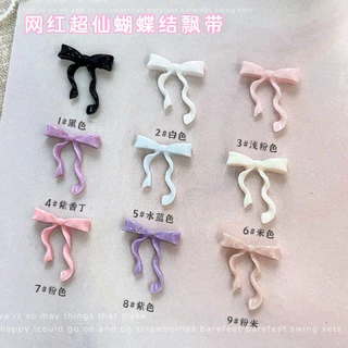 อะไหล่โบว์หางยาว ตกแต่งหน้าเล็บ สีพาสเทลคละ 30ชิ้น/ห่อ สินค้าพร้อมส่ง