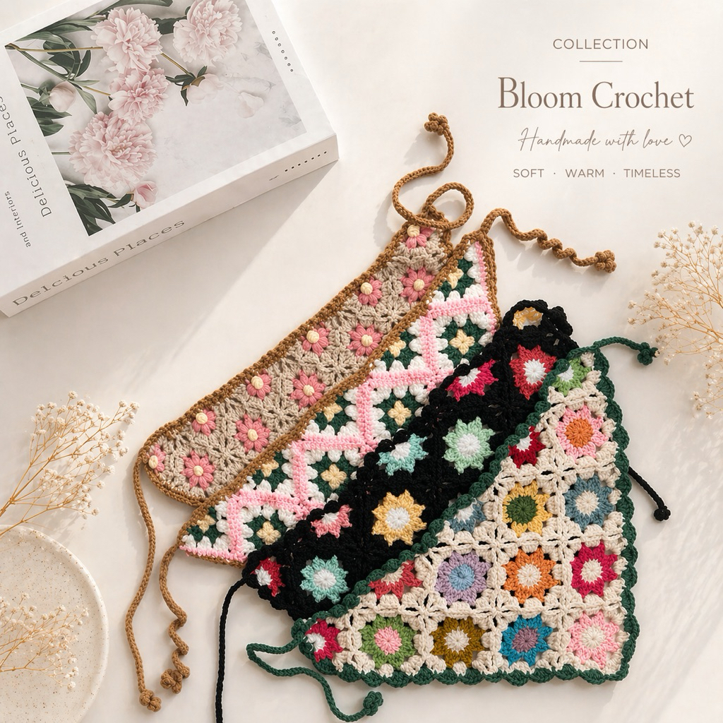 🌻ผ้าโพกผมไหมพรม •BK-TIN HANDMADE•🧶