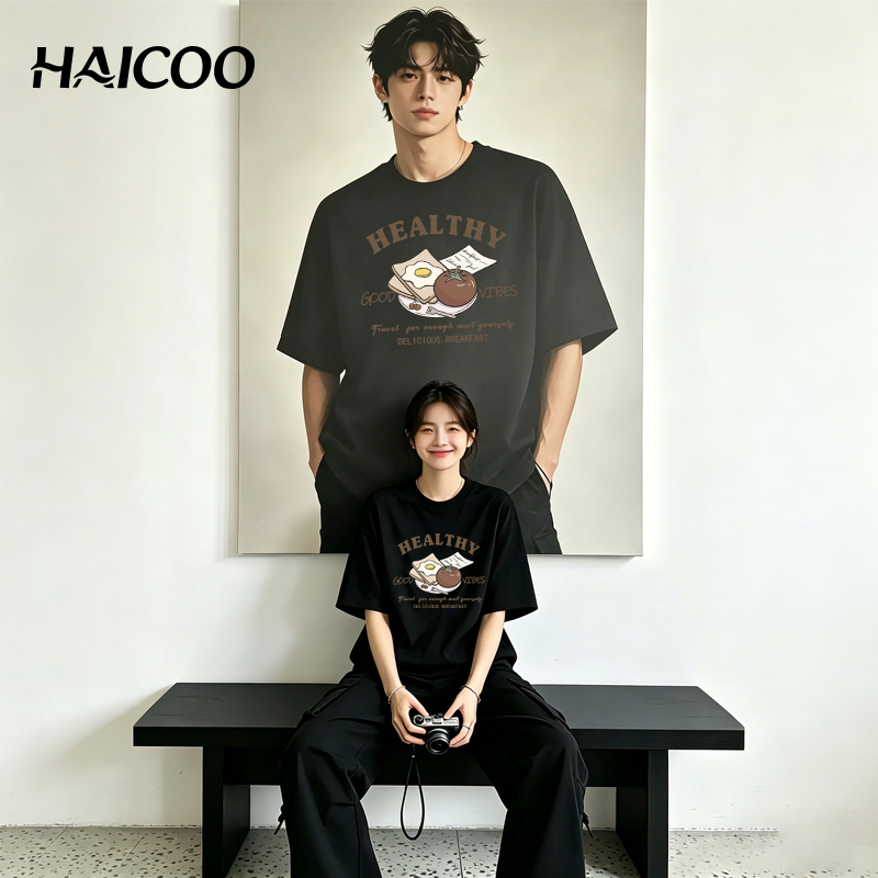 HAICOO เสื้อยืดผ้าฝ้าย ดีไซน์เรียบง่าย สวมใส่สบาย เหมาะสำหรับทุกวันในฤดูร้อน