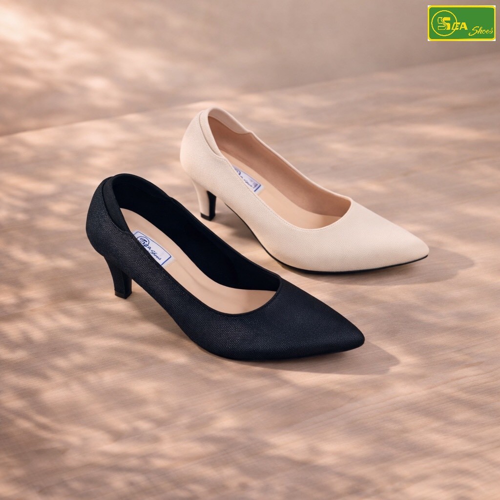 SEA Shoes(ซีชูส์) 9756-003 รองเท้าคัทชู ส้นสูง ดีไซน์เรียบหรู  ใส่ทำงาน