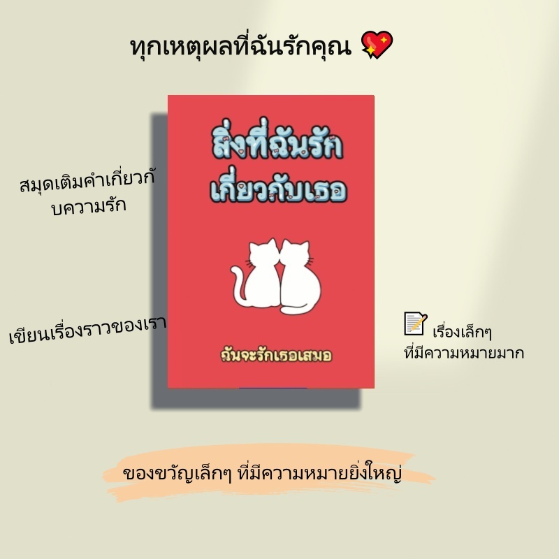 สิ่งที่ฉันรักเกี่ยวกับเธอ  หนังสือของขวัญแบบเติมข้อความเอง  ของขวัญสำหรับคู่รัก ของขวัญวันครบรอบ ของขวัญวันวาเลนไทน์ – โปรปัง