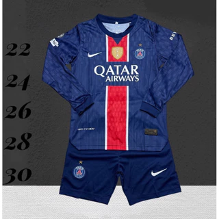 ชุดฟุตบอลชุดกีฬาเด็กแขนยาวเสื้อพร้อมกางเกงผ้านิ่มเย็นใส่สบายขนาดไซร้เด็ก1ขวบถึง13ขวบใส่ได้