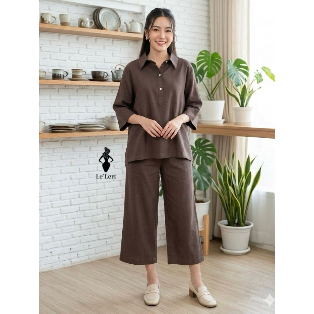 New Arrival! ชุดเซ็ตแขนยาวลินินทรงชิค ลุคคุณหนูแต่ใส่ง่ายทุกวัน  👚 เสื้อคอปกแขนยาว กระดุมหน้า ทรงโอเวอร์ไซซ์