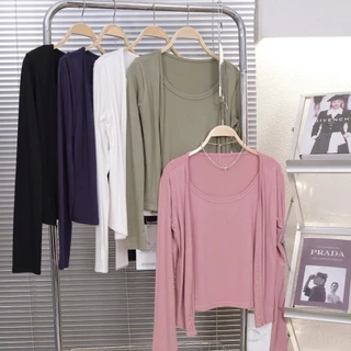 D0010 รุ่นVane(วาเน่) เสื้อยืดคอยูแขนยาว 2เลเยอร์ ผ้านุ่มคุณภาพดี สวมใส่สบาย ระบายอากาศได้เยี่ยม ดีไซน์เรียบหรู ทรงสวย