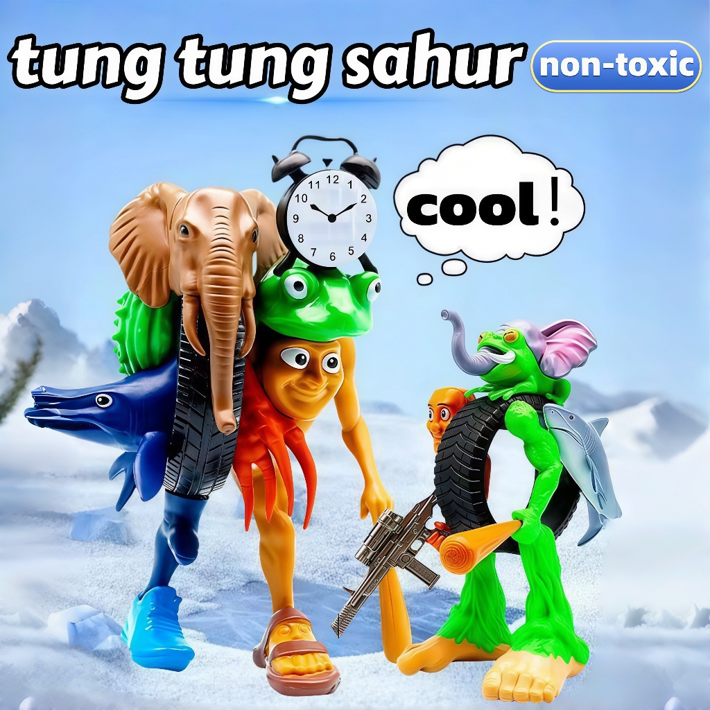 Tung Tung Sahur Action Figure ตุง ตุง ตุง ซาฮูร์ รวมร่างและมีแบบยกชุด ทุงทุง เครื่องประดับตุ๊กตา ของ