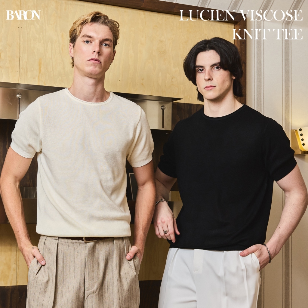 BARON “LUCIEN” Viscose Knit Tee เสื้อผู้ชายสไตล์เกาหลี เสื้อยืดคอกลม ผ้าวิสโคสผสมผ้านิต
