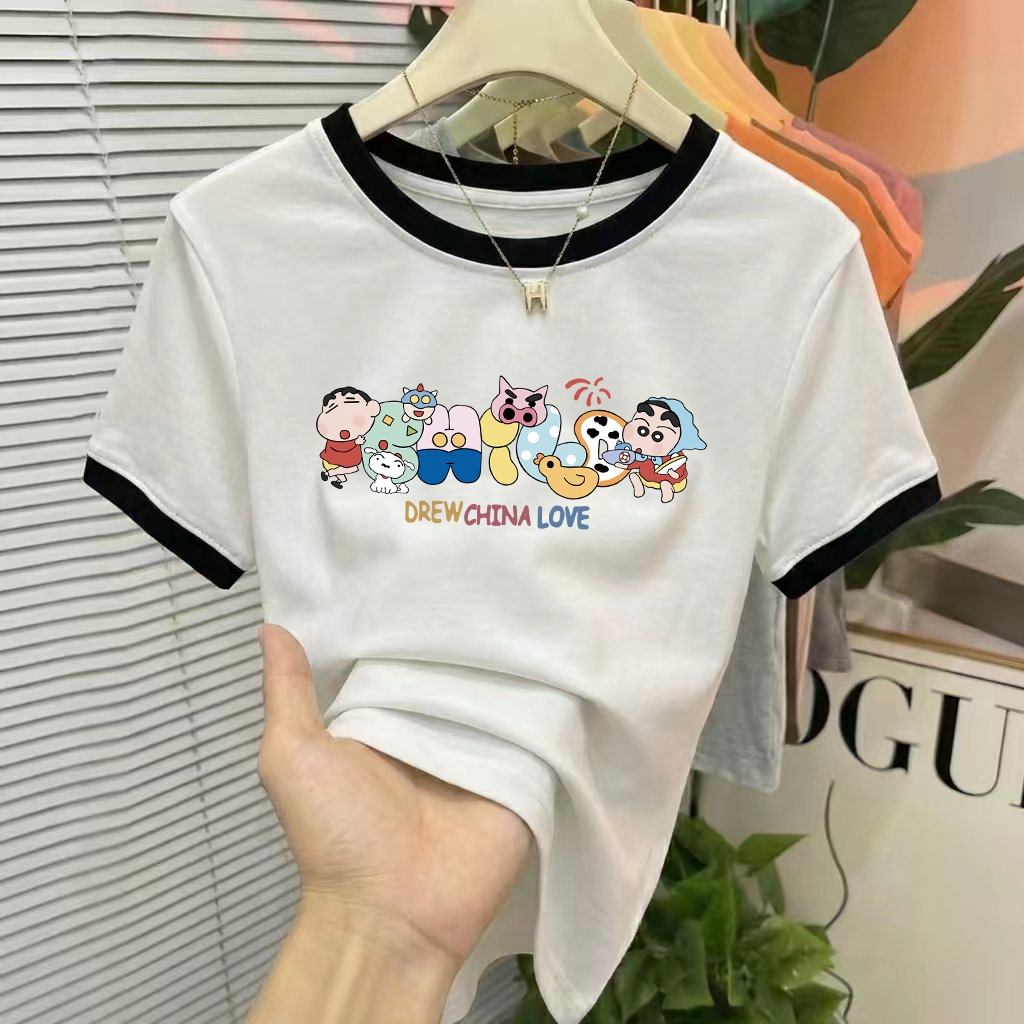 เสื้อยืดคอกลมแบบสีตัดกัน มีไซส์ M-3XL เหมาะสำหรับผู้หญิงไซส์ใหญ่ ผ้าคุณภาพสูง เสื้อผู้หญิงทรงเข้ารูป สไตล์เกาหลี