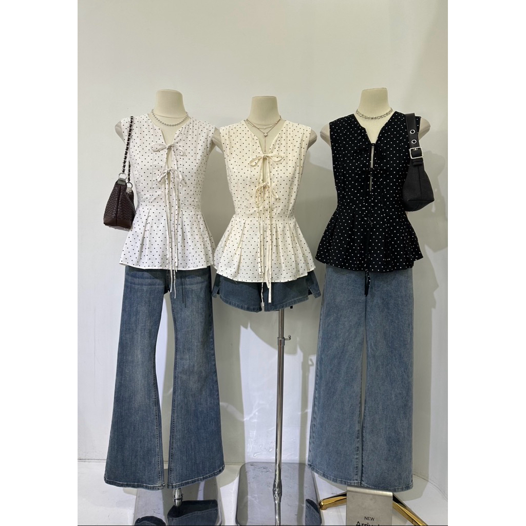 เสื้อแขนกุดลายจุดน่ารักมาก