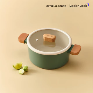 LocknLock หม้อและกระทะอเนกประสงค์เคลือบเซรามิก สีเขียว รุ่น Suit Sage IH (ขนาด 18/22/24 cm.)