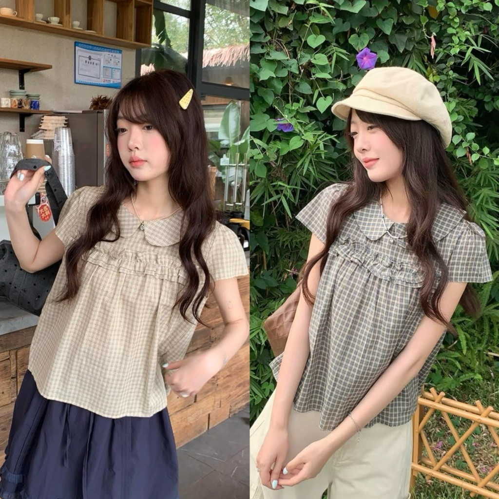 Somedays l 🐰Rina Blouse เสื้อแขนสั้นสไตล์พส.เกาหลีพส.จี้ปุ่ง