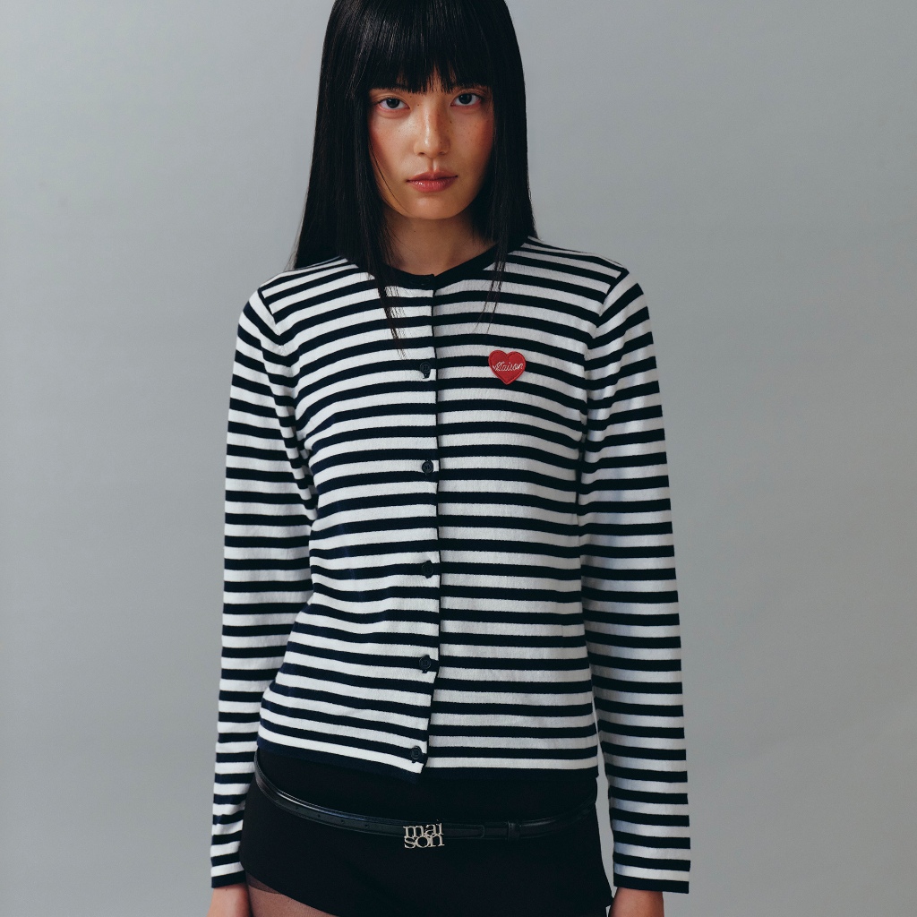maison KEEPS | Bisou Knitted Cardigan | เสื้อคาร์ดิแกนไหมพรมลายทาง