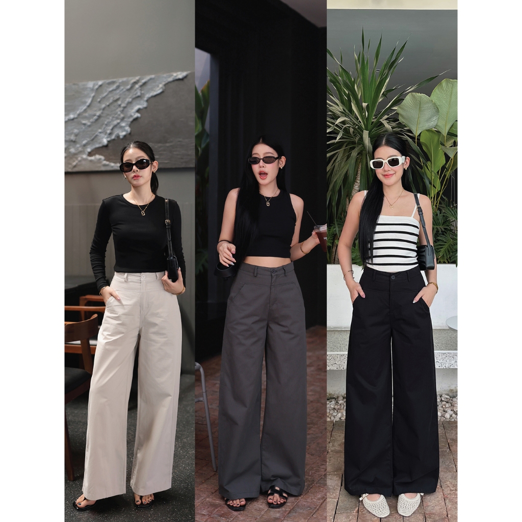 N7913 LUNA PANTS - มี 3 สี : DARK GREY,  CREAM, BLACK- NUMBERSEVEN