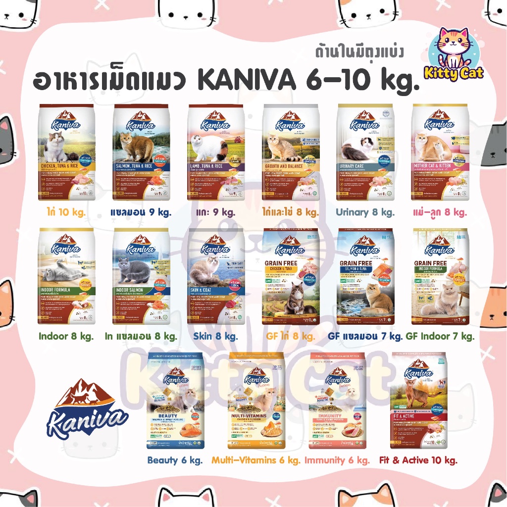 🔥 แถมฟรีตะกร้า 🔥 Kaniva อาหารเม็ดแมว คานิว่า กระสอบ 6-10 kg เกรดพรีเมียม โซเดียมต่ำ สำหรับแมวทุกวัย