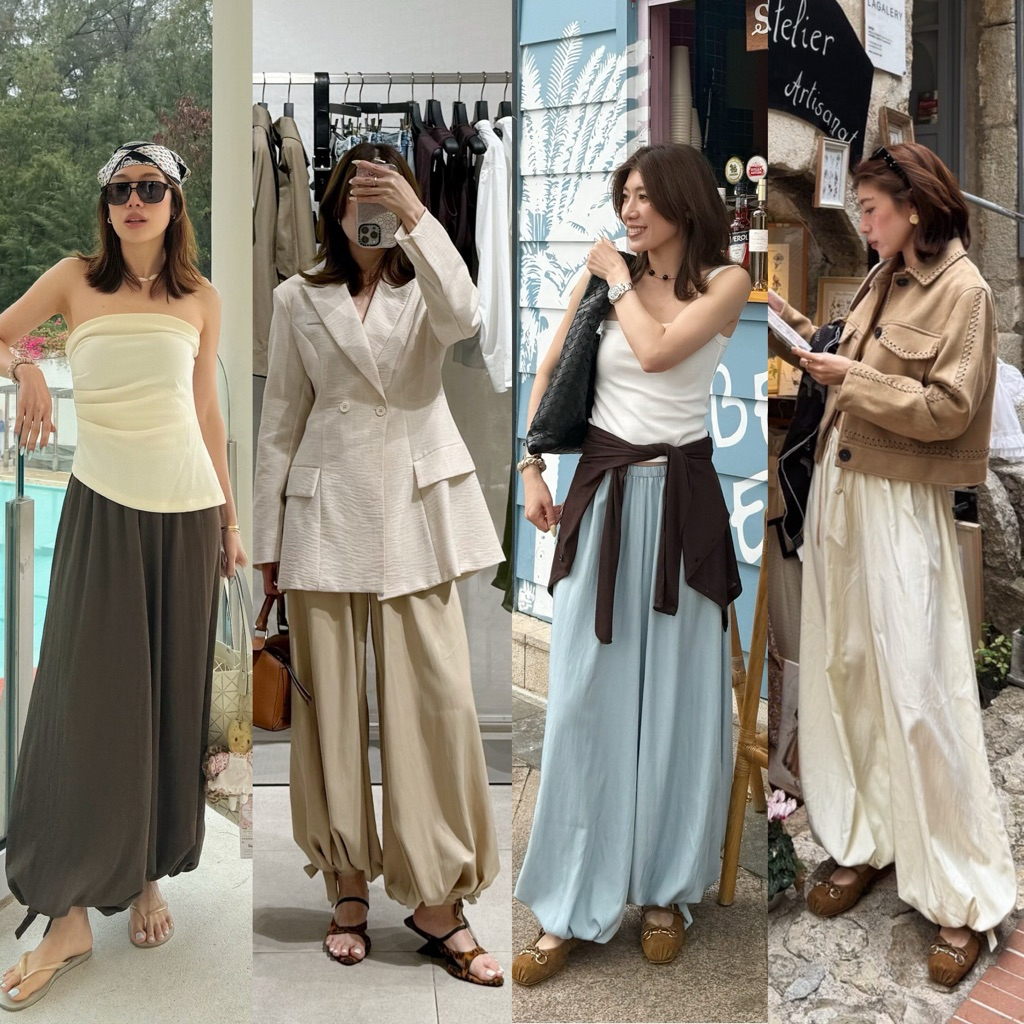 GENIE PANTS #9960 x2 กางเกงทรงบอลลูน กางเกงจินนี่ ขาจั้ม ขายาว น่ารัก ใส่สบาย ไปเที่ยว