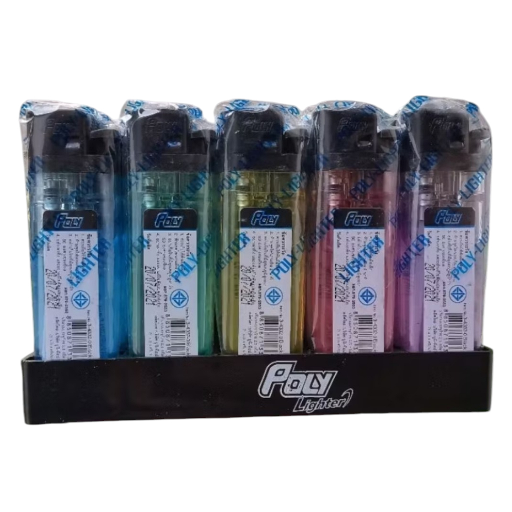 ไฟแช็ค โพลี ไฟแช็กก๊าซ Poly Lighter รุ่น Black Head (หุ้ม) จุดติดง่าย ของแท้ มีมอก. แบบหุ้มซอง