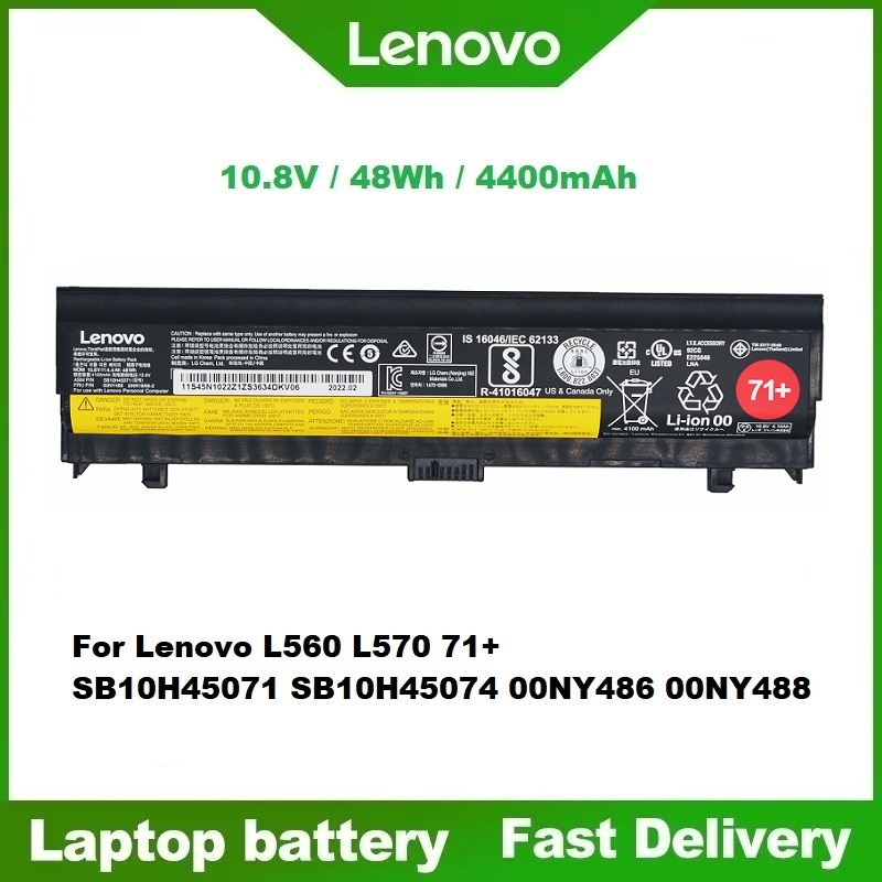 ☸ใหม่แบตเตอรี่ Lenovo 00NY486 สำหรับ Lenovo Thinkpad L470 L560 L570 00NY488 SB10H45071 battery 71+