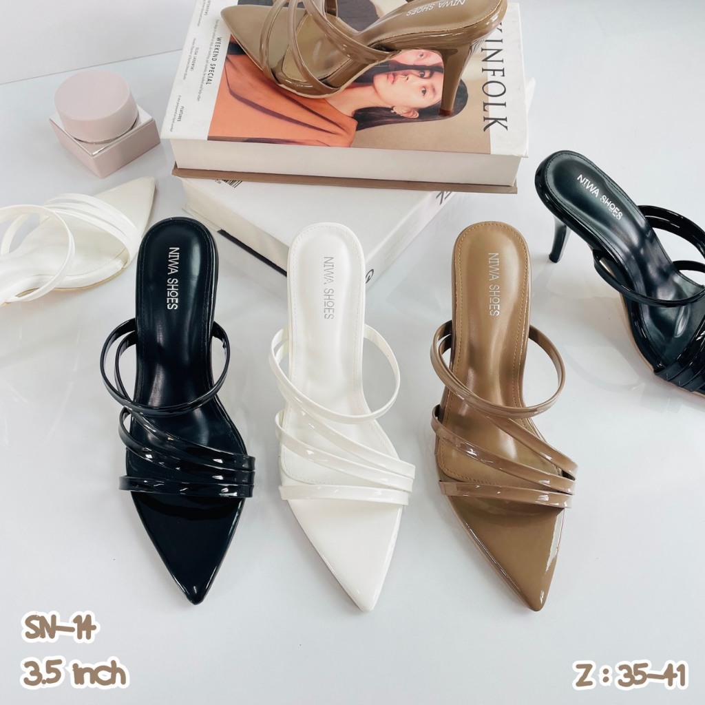 NIWA SHOES รองเท้าส้นสูงหน้าแหลม แบบแซ่บไม่มีหัก New collection ส้นสูง3.5นิ้ว รหัสสินค้า SN-14
