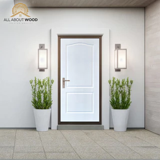 บานประตู HDF-202 ลายลูกฟัก 2 ช่อง สีรองพื้นขาว มี 4 ขนาดให้เลือก | All About Wood
