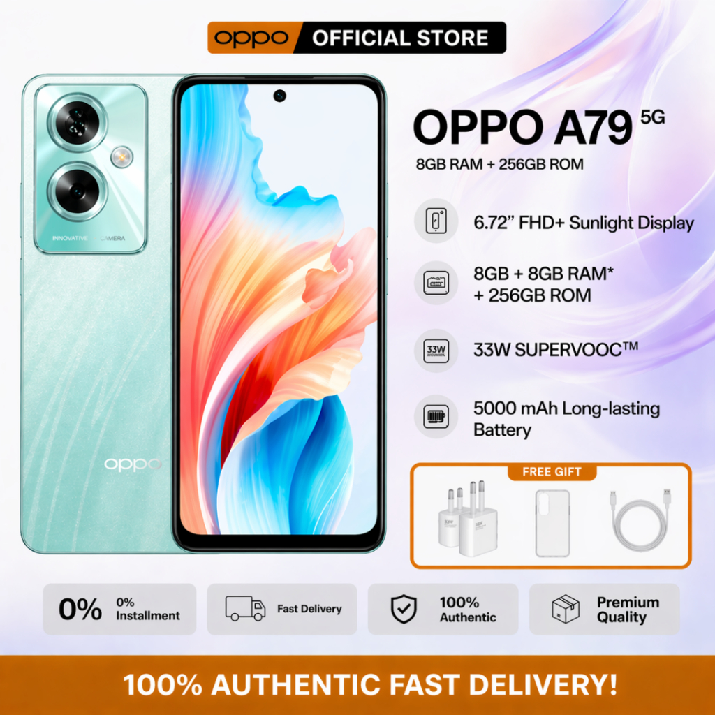 oppo a79 5G 8GB+256GB โทรศัพท์มือถือ กล้อง 50 MP ชาร์จไว 33W แบตเตอรี่ 5000 mAh 🎁ทางร้านมีรับประกันสินค้า 1 ปี🎁