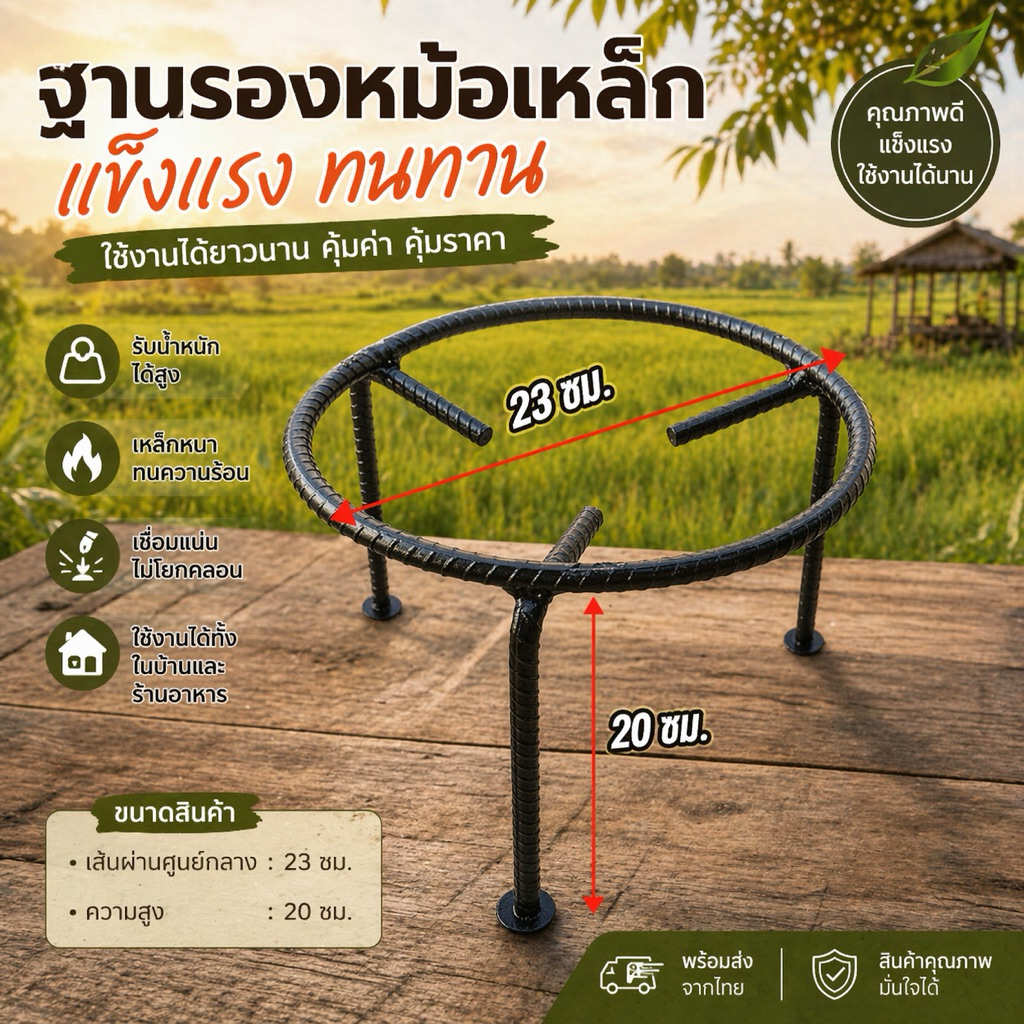 เตาเหล็ก 3 ขา เคียงเหล็ก 3 ขา