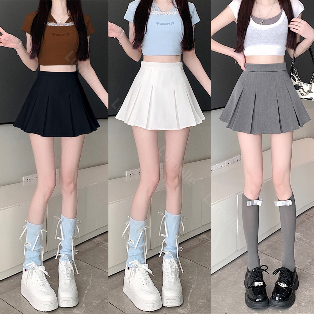 กระโปรงเทนนิส ผ้าสูท Tennis Skirt กระโปรงกางเกงพรีทสั้น ทรง A เอวสูงสับๆ! พลางหุ่น มีซับใน สไตล์สาวฮอต พร้อมส่งด่วน