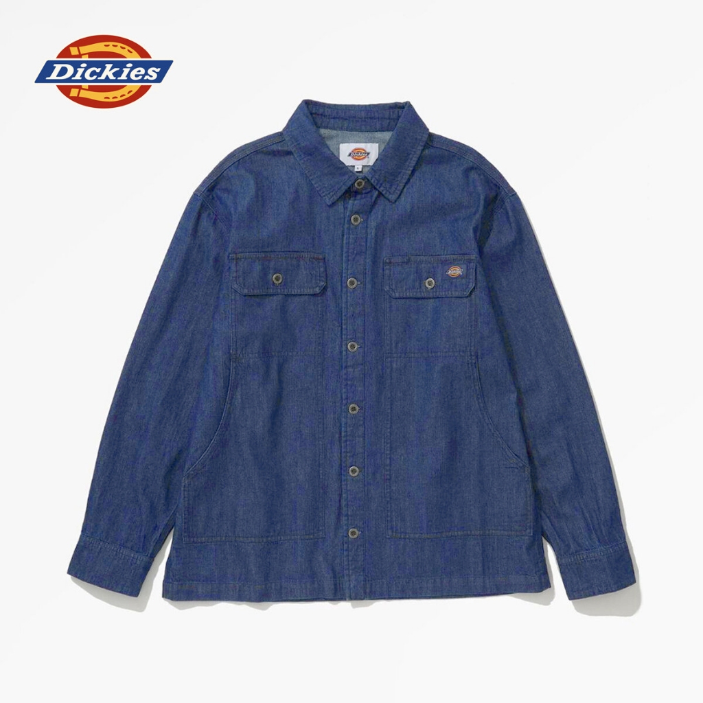 DICKIES MEN'S SHIRTS LONG SLEEVE - MEDIUM BLUE เสื้อ เสื้อเชิ๊ตแขนยาว ผู้ชาย
