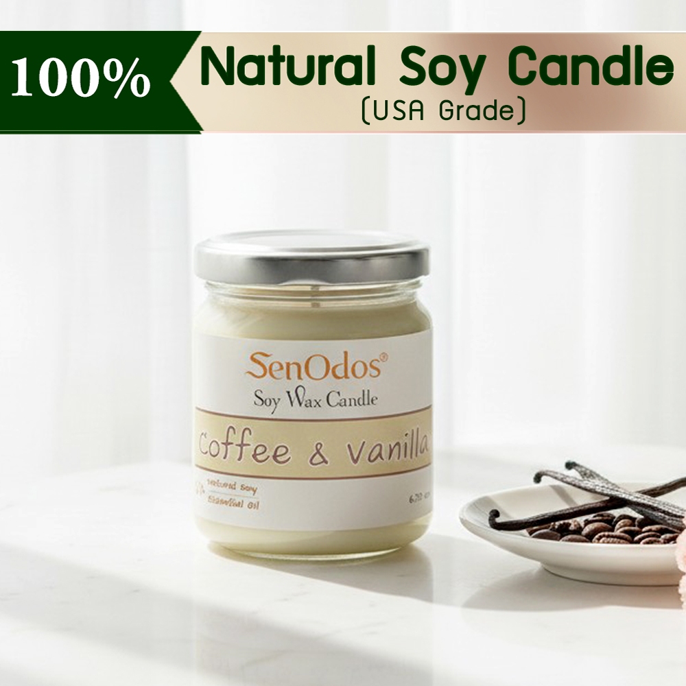 SenOdos เทียนหอม กลิ่นกาแฟ & วานิลลา Coffee & Vanilla Scented Soy Candle Aroma