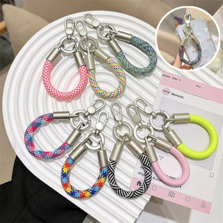 สายคล้องโทรศัพท์และพวงกุญแจ Lanyard เชือกถักหลากสี สายคล้องข้อมือ พร้อมแผ่นแปะกันหลุด สวยเก๋ไม่หลุดมือ