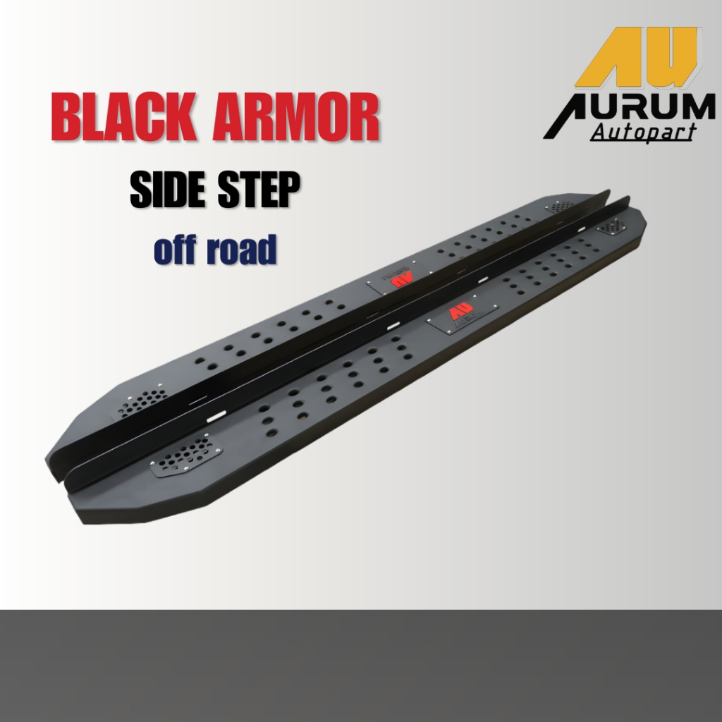 บันไดข้างรุ่น BLACK ARMOR บันไดข้างเหล็กออฟโรดของใหม่100% (สามารถเปลี่ยนสีตะแกรงได้)