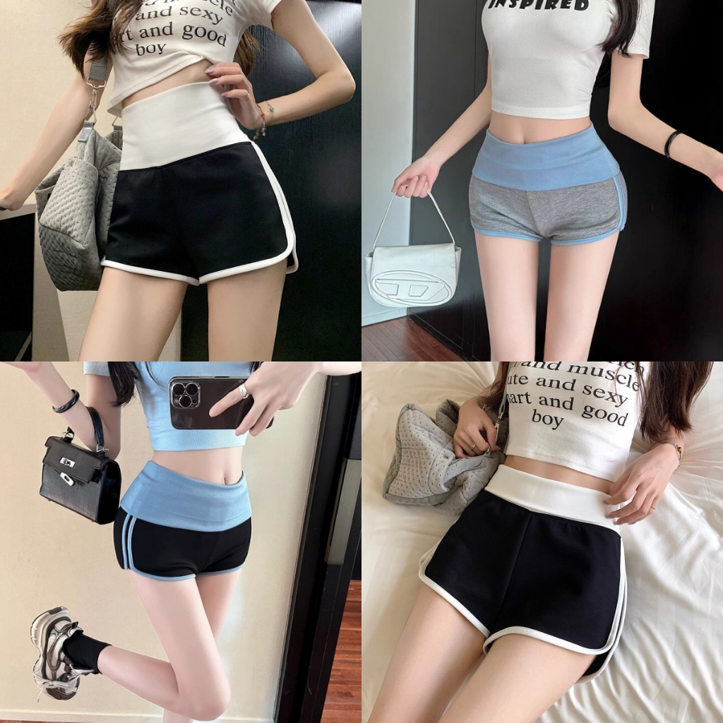 กางเกงลำลอง กางเกงเอวพับ ใส่สบาย ผ้ายืดได้ ดูผอม เอวสูง ใส่กับอะไรก็เริ่ด #010359