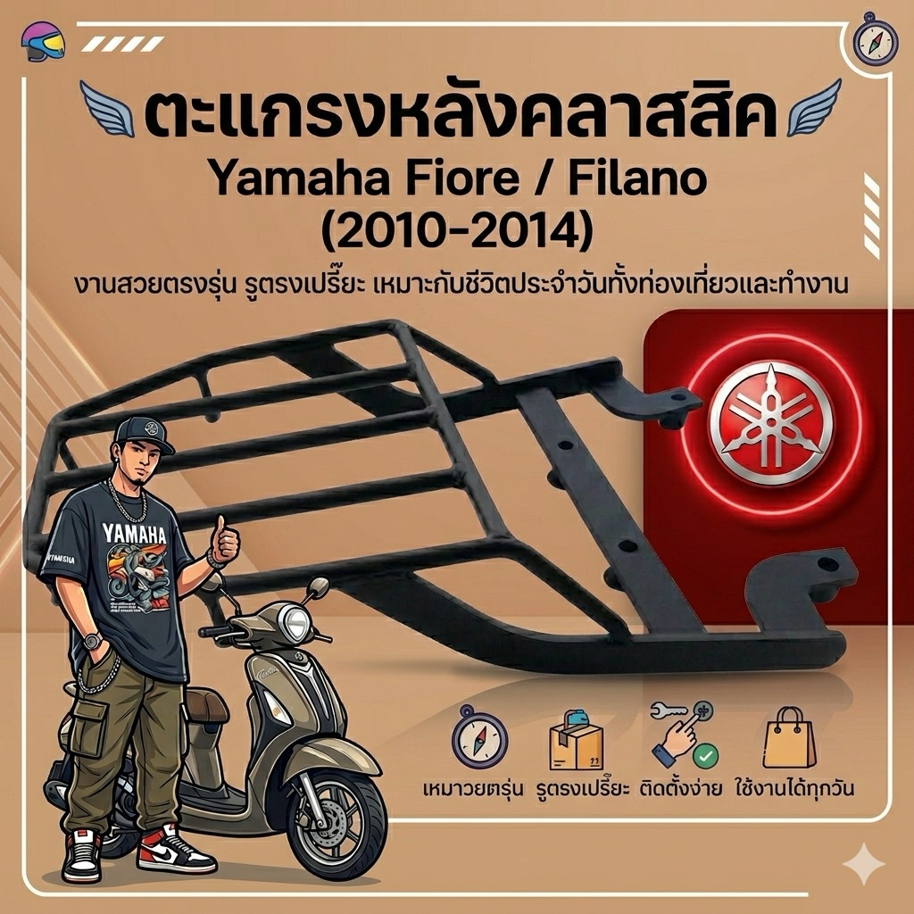 ตะแกรงท้าย Filano เก่า Yamaha Fiore ( 2010-2014)   Fiole-01 (SH-01)😎A😎.