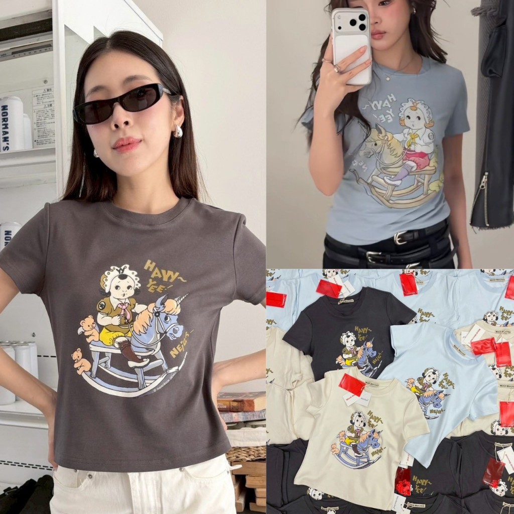 🍊 VL 5262 เสื้อยืดคอกลมแขนสั้น ปักตัวหนังสือ งานสวย ผ้าดีใส่สบาย