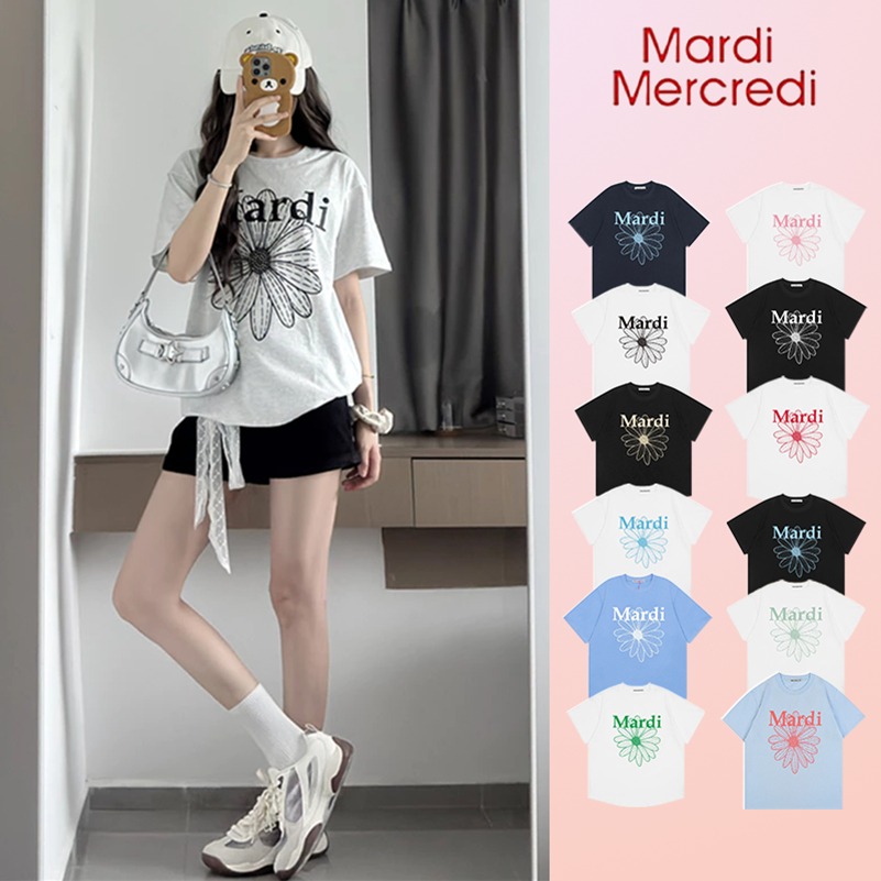 [Mardi Mercredi] เสื้อยืดผู้หญิงพิมพ์ลายดอกไม้ขนาดใหญ่ สวมใส่สบายๆ สไตล์ลำลอง