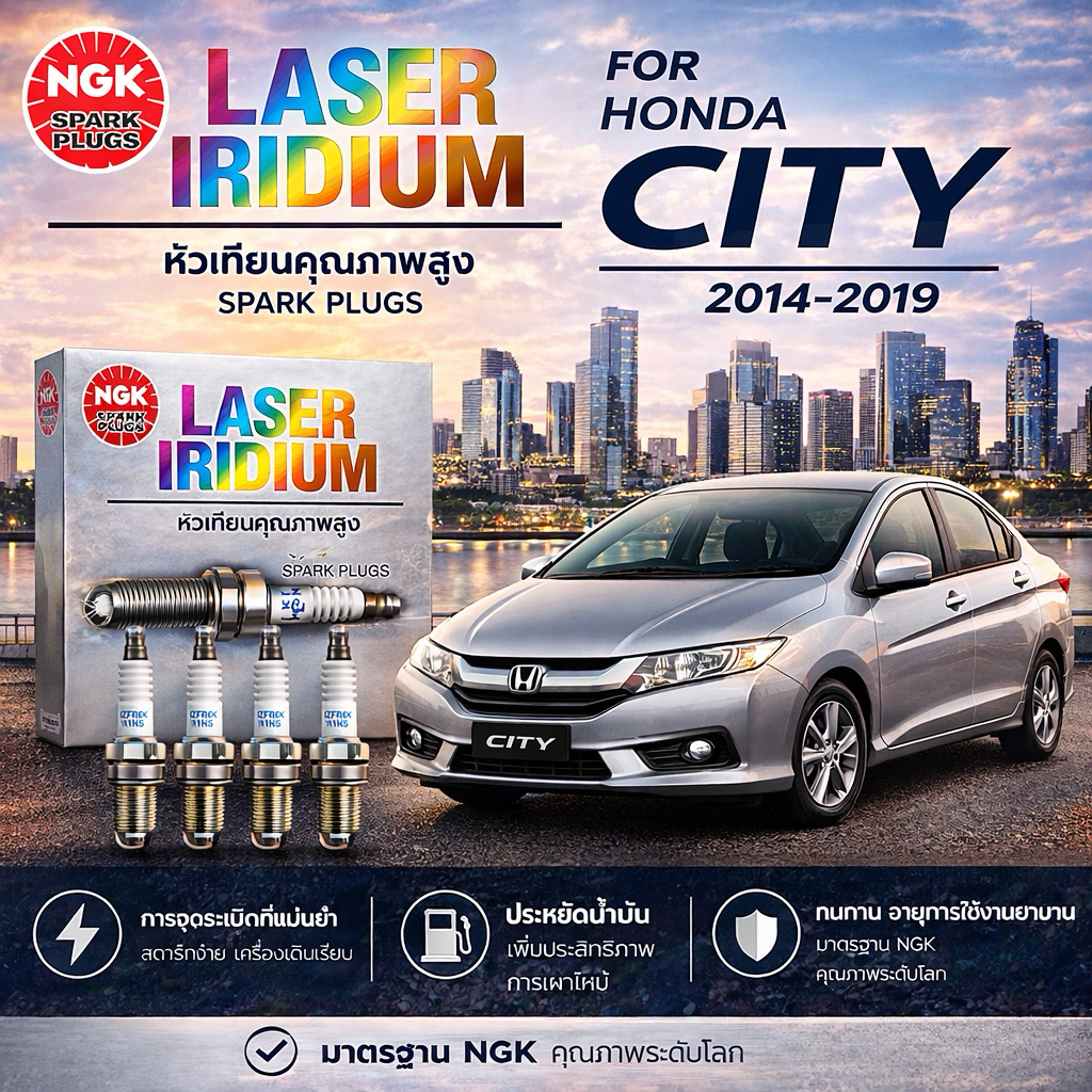 หัวเทียนแท้ 100% LASER lridium ตรงรุ่น Honda City 2014-2019 เบอร์ IZFR6K11NS