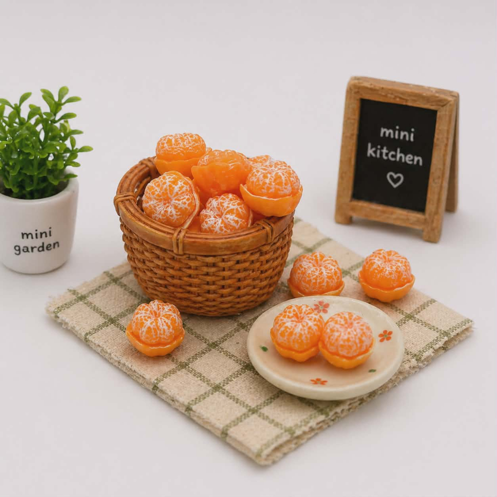 j179/4ส้มลูกเล็กปอกเปลือกครึ่งลูก (ขนาด 10 มม.) ของเล่นจิ๋วแพ็คละ20 ชิ้น