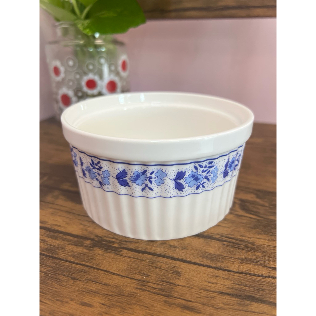 BWF0602 - ถ้วยอบ ลายดอกไม้ Blue&White ขนาด 4.5x2.5 นิ้ว
