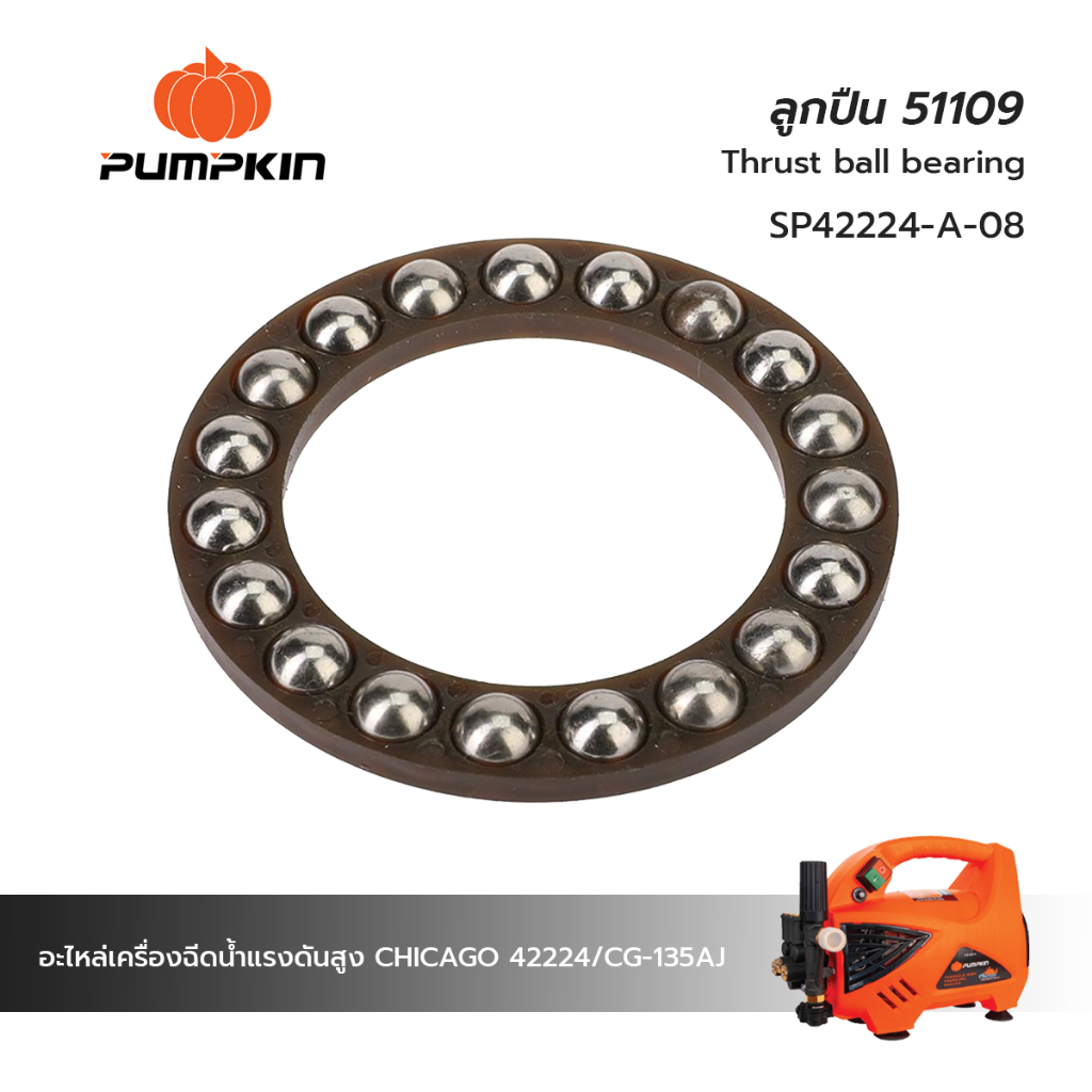 PUMPKIN ลูกปืน สำหรับเครื่องฉีดน้ำแรงดันสูง รุ่น CHICAGO 135 ฺฺBar #42224 อะไหล่เบอร์ 8 และ เบอร์ 9