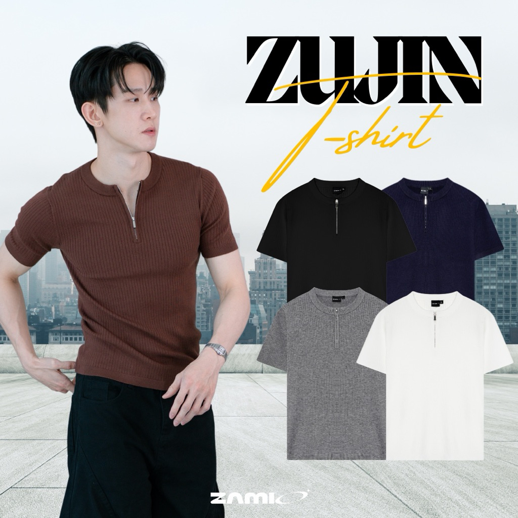 ZAMIO ZUJIN T-shirt เสื้อยืดไหมพรมทรงพอดีตัวเข้ารูปผ้ายืดได้เยอะ