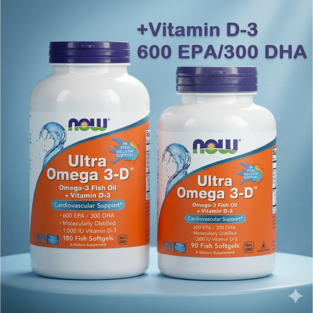 Now Foods, Ultra Omega 3-D, 600 EPA / 300 DHA ,1,000 IU Vitamin D-3