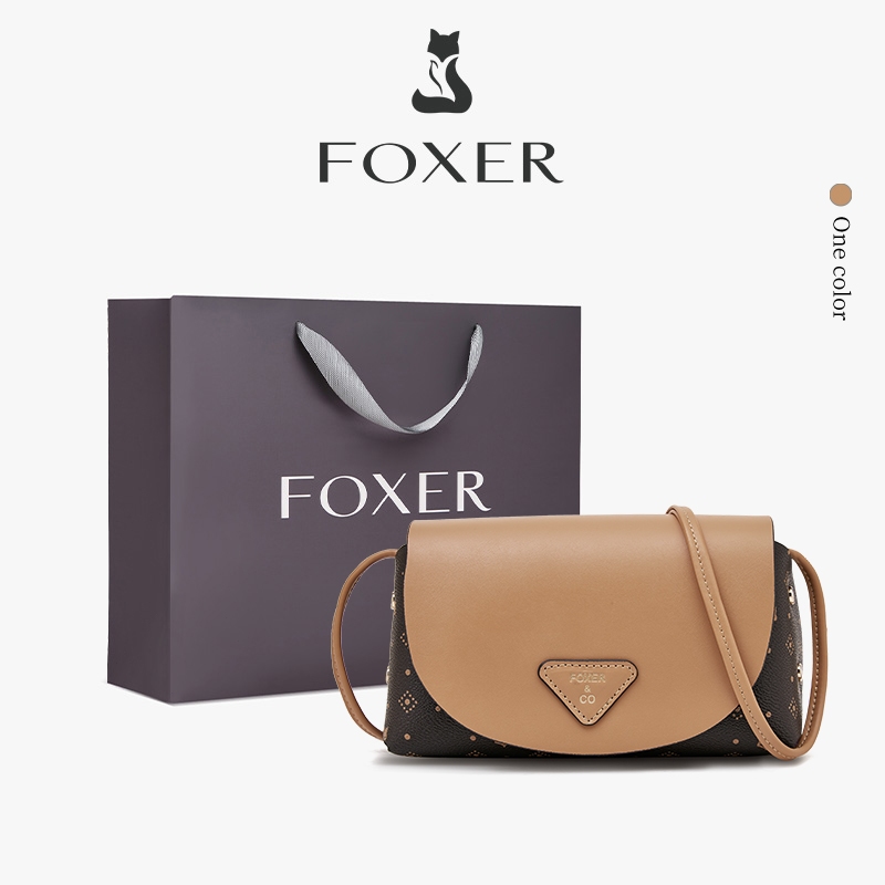 FOXER กระเป๋าสะพายข้างผู้หญิง พิมพ์ลายแฟชั่น ดีไซน์มีฝาปิด กระเป๋าผู้หญิง