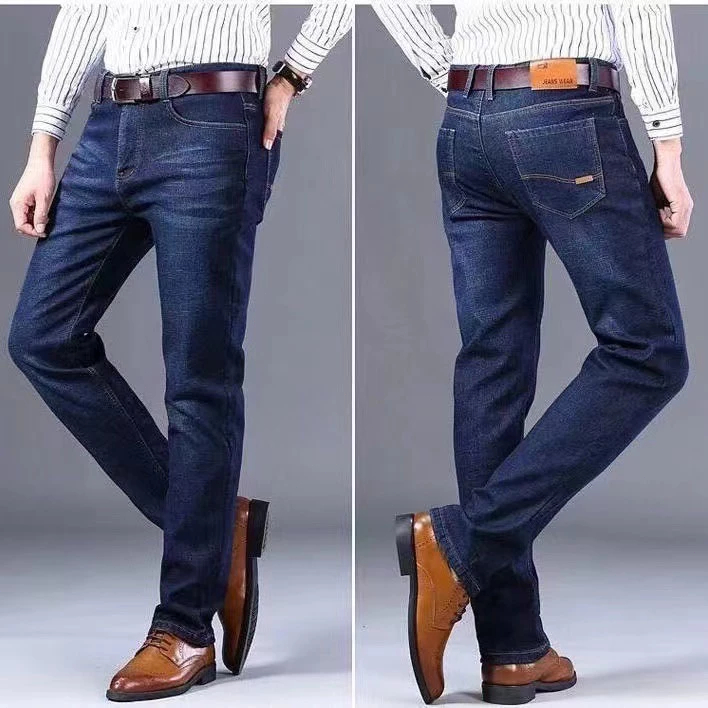 Men Slim Fit jeans ยืดกางเกงยีนส์ผ้าที่ดีที่สุด กางเกงยีนส์คุณภาพสูงสีดําและสีน้ําเงิน