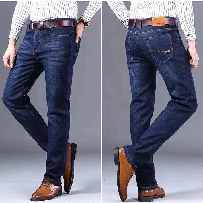 Men Slim Fit jeans ยืดกางเกงยีนส์ผ้าที่ดีที่สุด กางเกงยีนส์คุณภาพสูงสีดําและสีน้ําเงิน