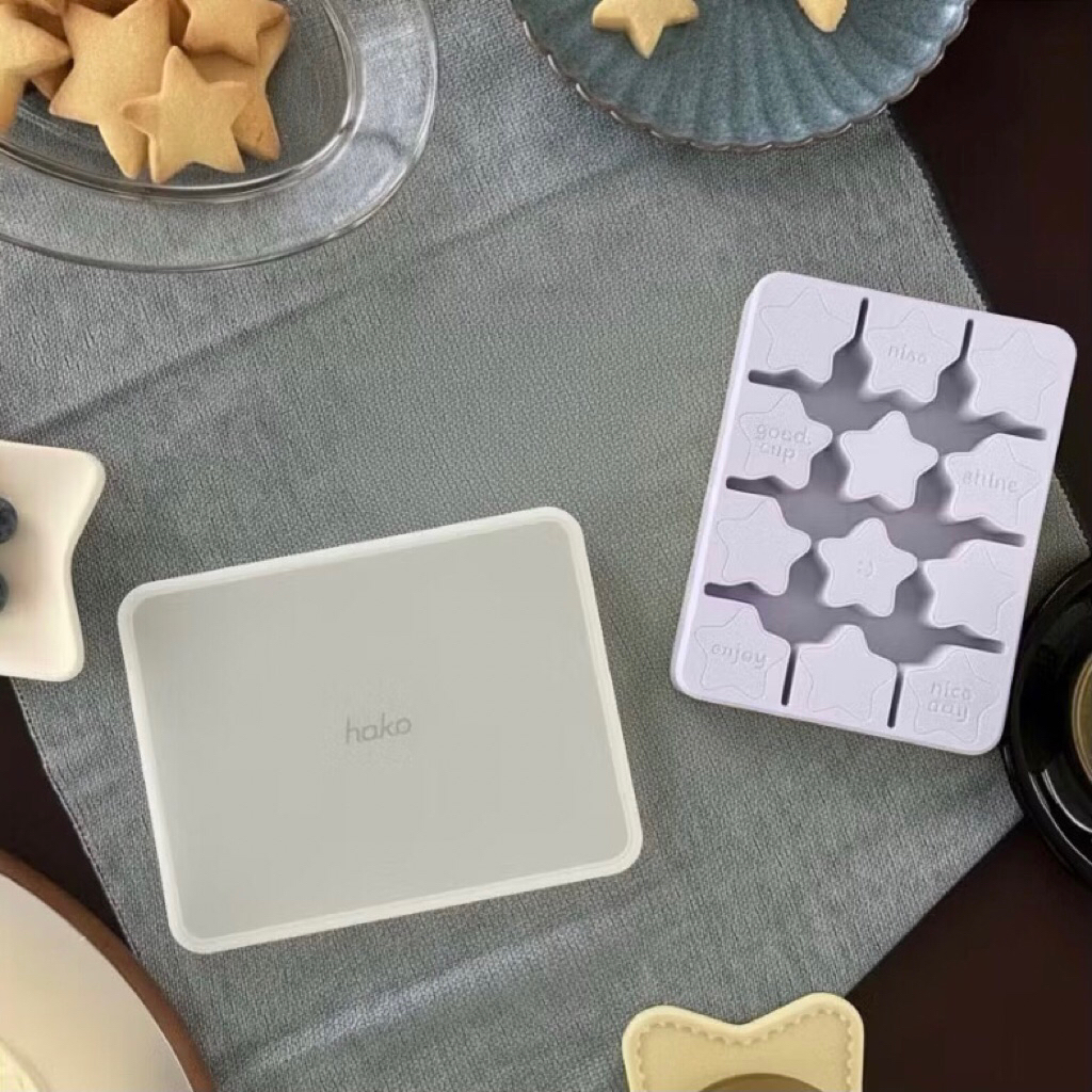 (พร้อมส่ง) Hako Silicone Ice Tray Star 💫 สีฟ้า สีชมพู สีม่วง พร้อมฝา food grade 💗💘