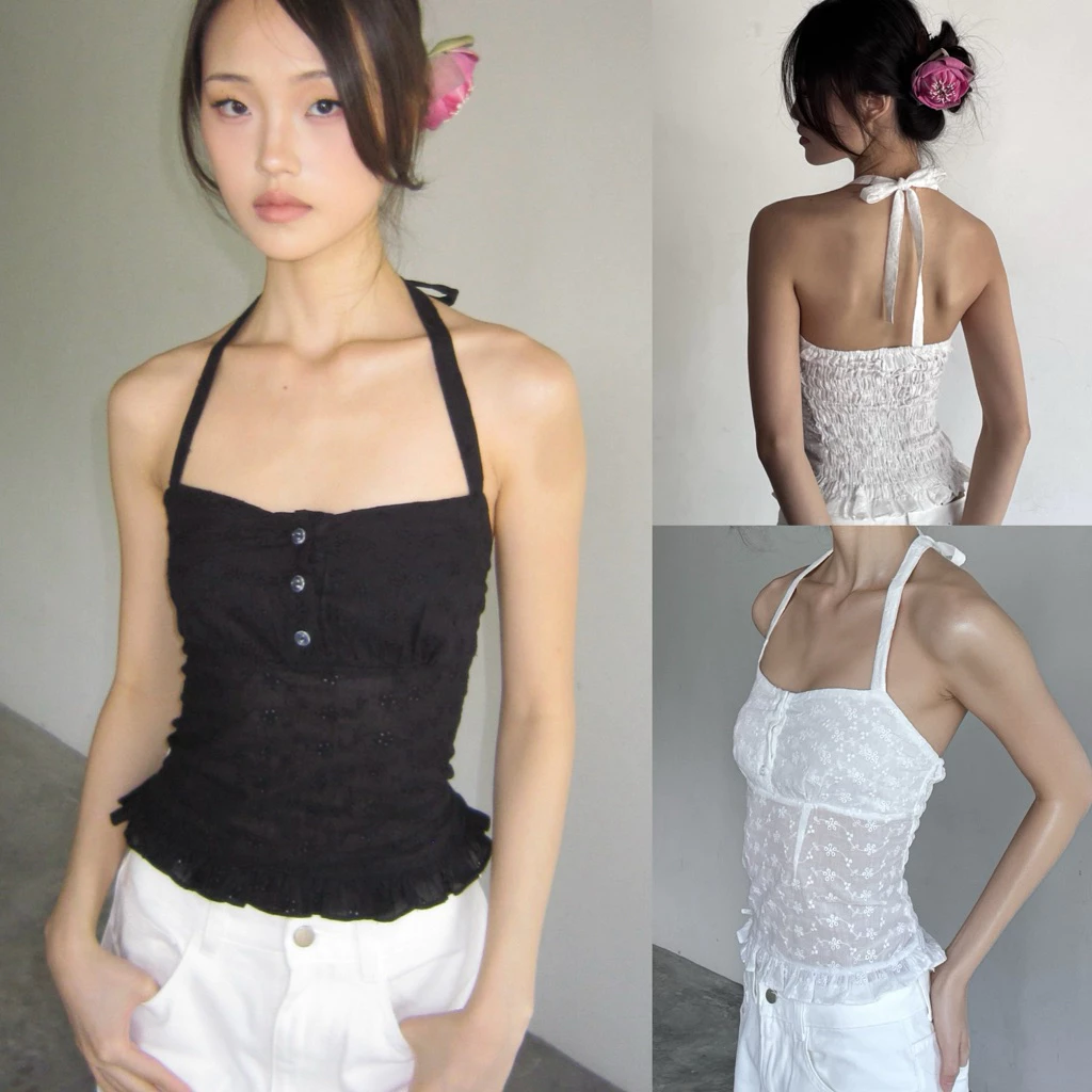 (ไม่ผลิตเพิ่ม)BEMYCHICเสื้อลูกไม้คล้องคอรุ่นOlivia