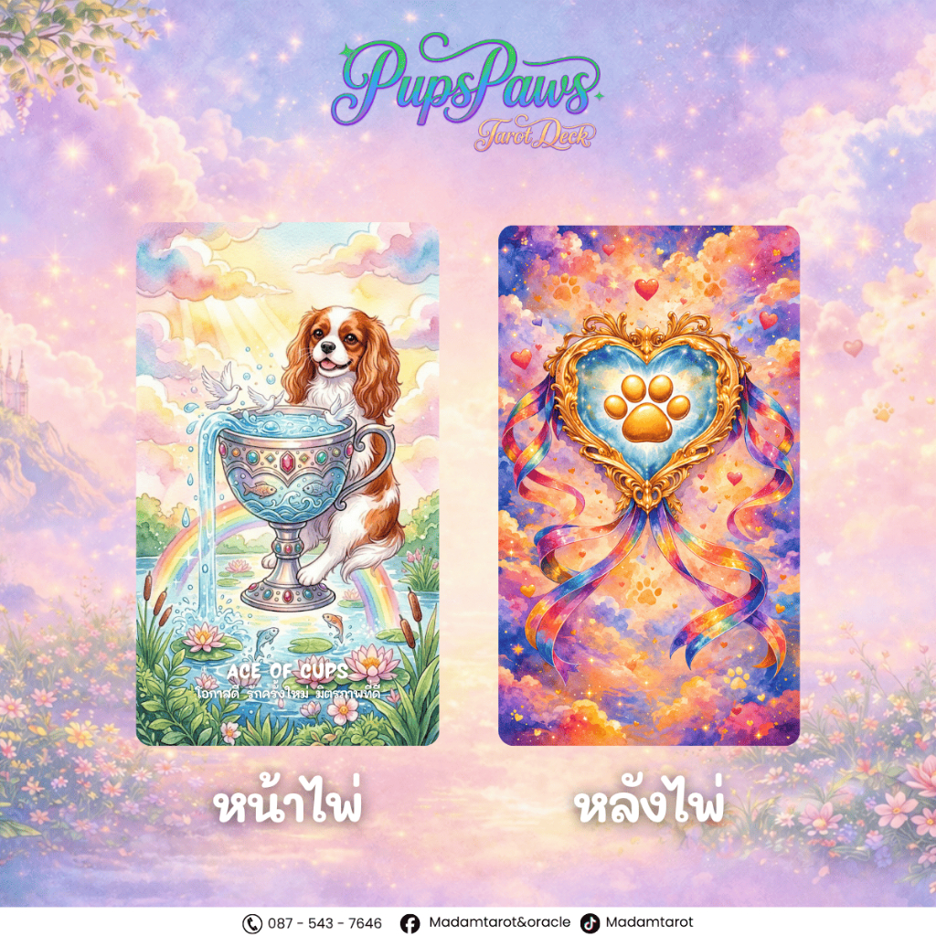 พร้อมส่ง ไพ่ทาโรต์มะหมา สำรับ  PupsPaws Tarot Deck  (สำรับไพ่ทาโร่ น้องหมาหลายสายพันธุ์)