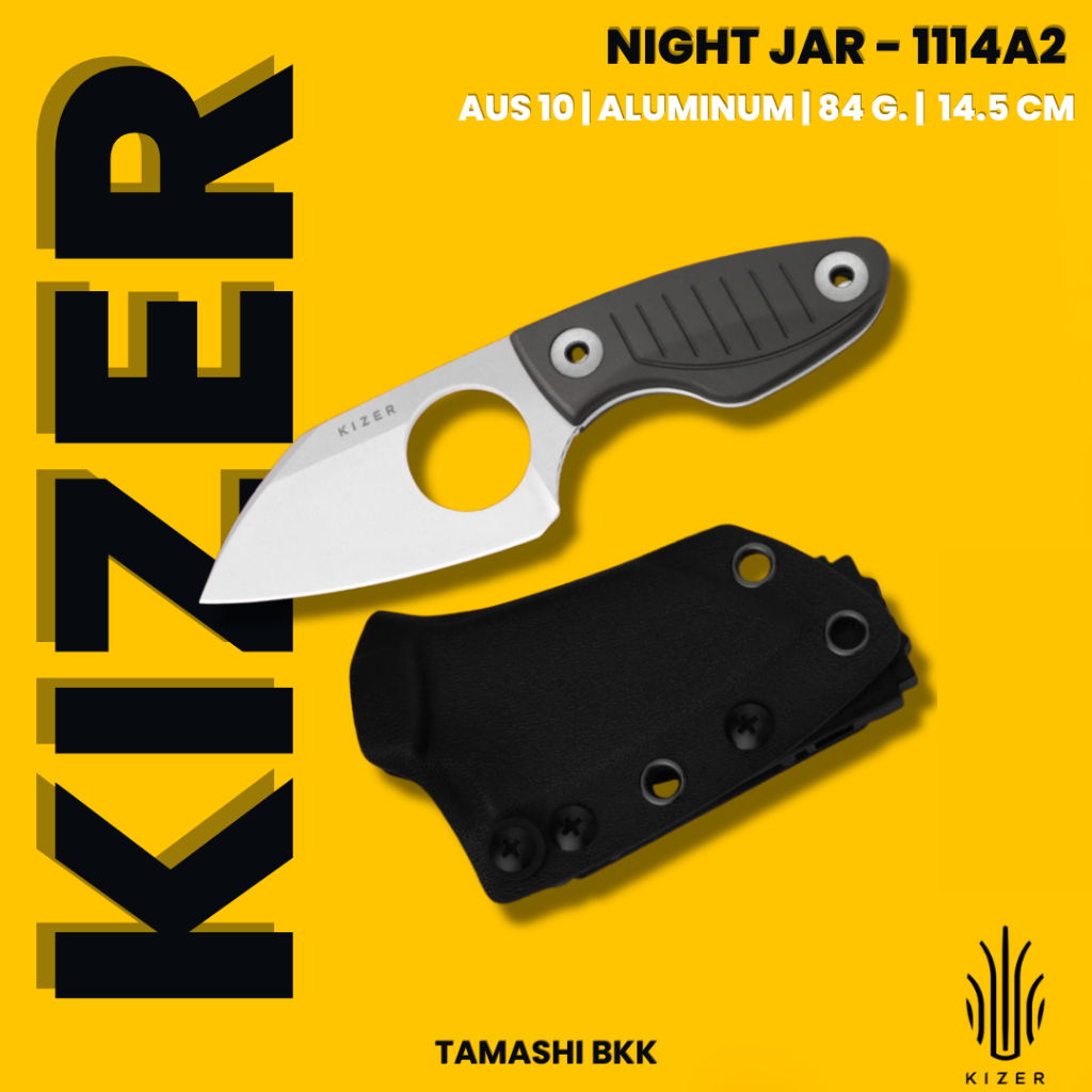 มีดพับ KIZER l Nightjar | AUS-10 | Aluminum | 1114A2 l ร้านมีดแท้ Tamashi BKK