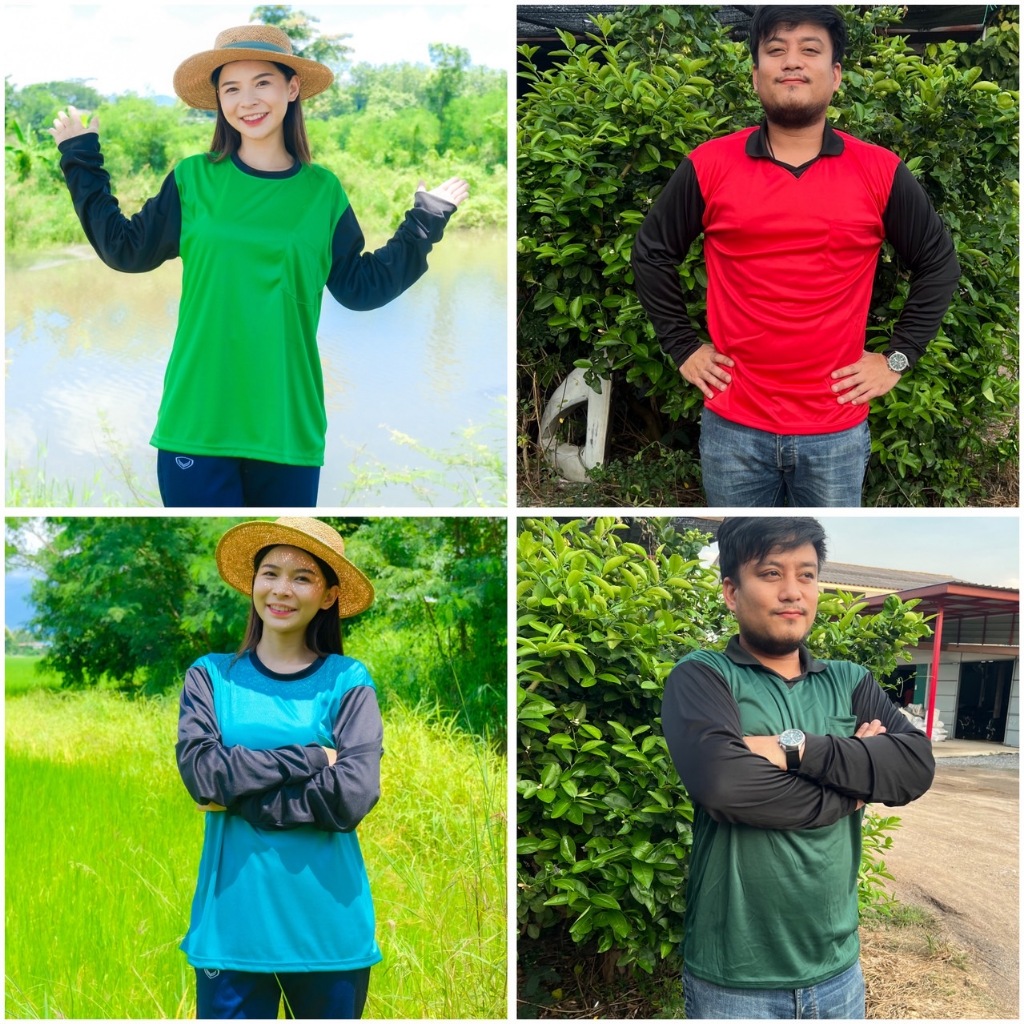 (เสื้อ 10 ตัว) เสื้อแขนยาวคอกลม และคอปก ผ้าไมโครเกรดพรีเมี่ยม มีกระเป๋า รูปที่ 8